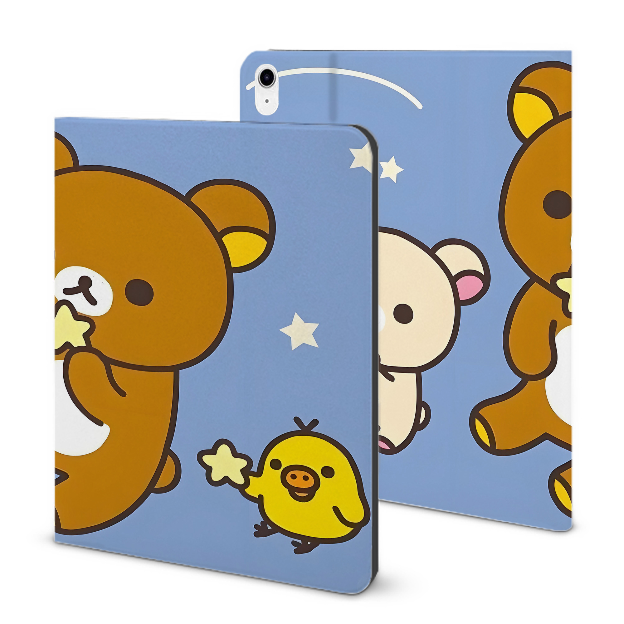 （画像用） リラックマ リラックマ キイロイトリ Rilakkuma Korilakkuma Kiiroitori IPad ケース ブック型 PUレザー TPU 耐衝撃 軽量 薄型 ペン収納なし 全面保護 IPad 各モデル対応